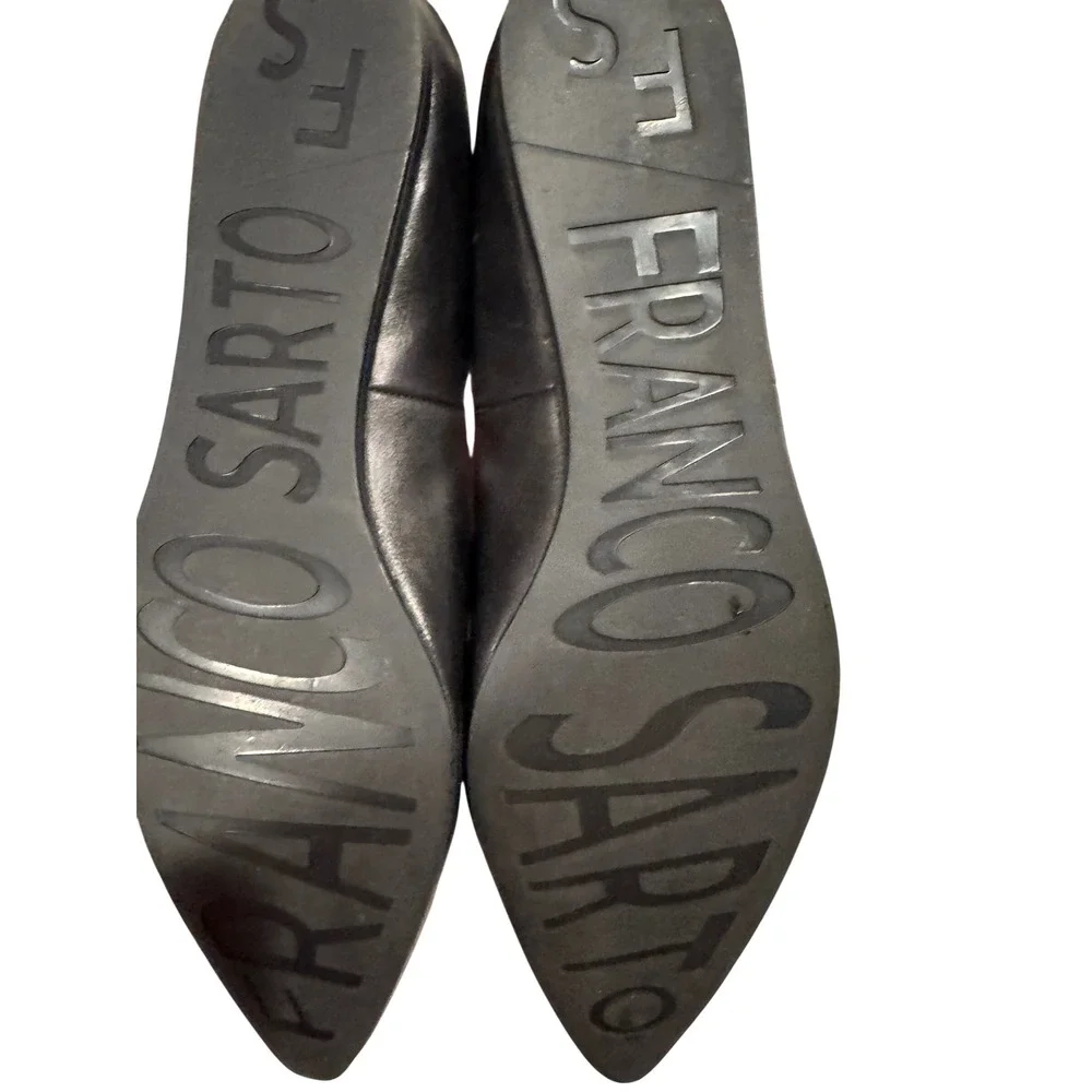 Franco Sarto Hazeline Black Leather Pointed Toe Flats Shoes Mens 8.5 M